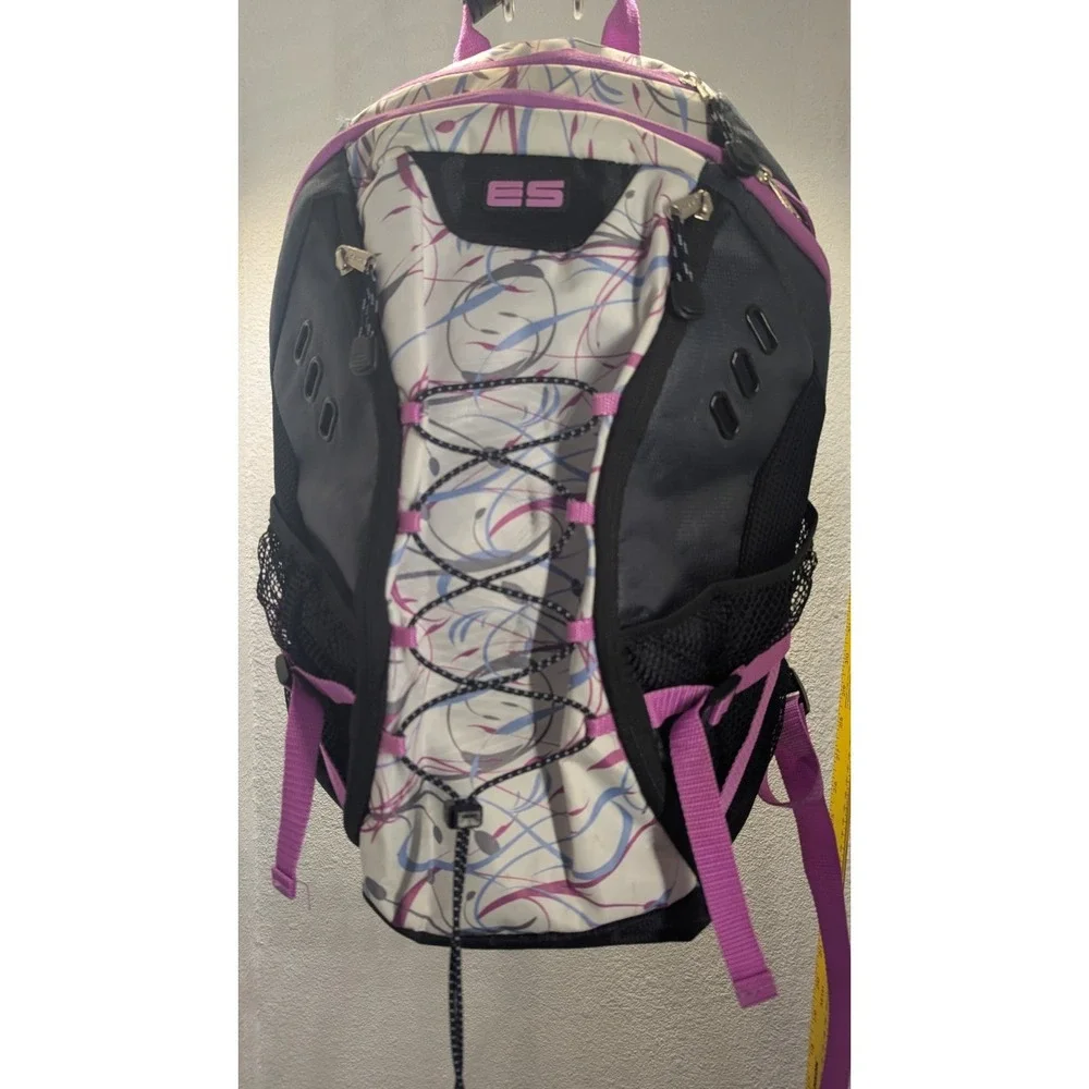 Eastsport ES Backpack‎ Gray Pink White Daypack School Hiking Travel Bag